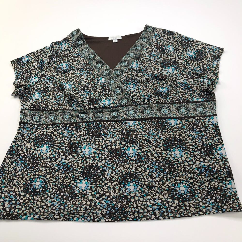 Charter Club Womens 2X Nylon Lined Pullover Top Blouse All Over Print